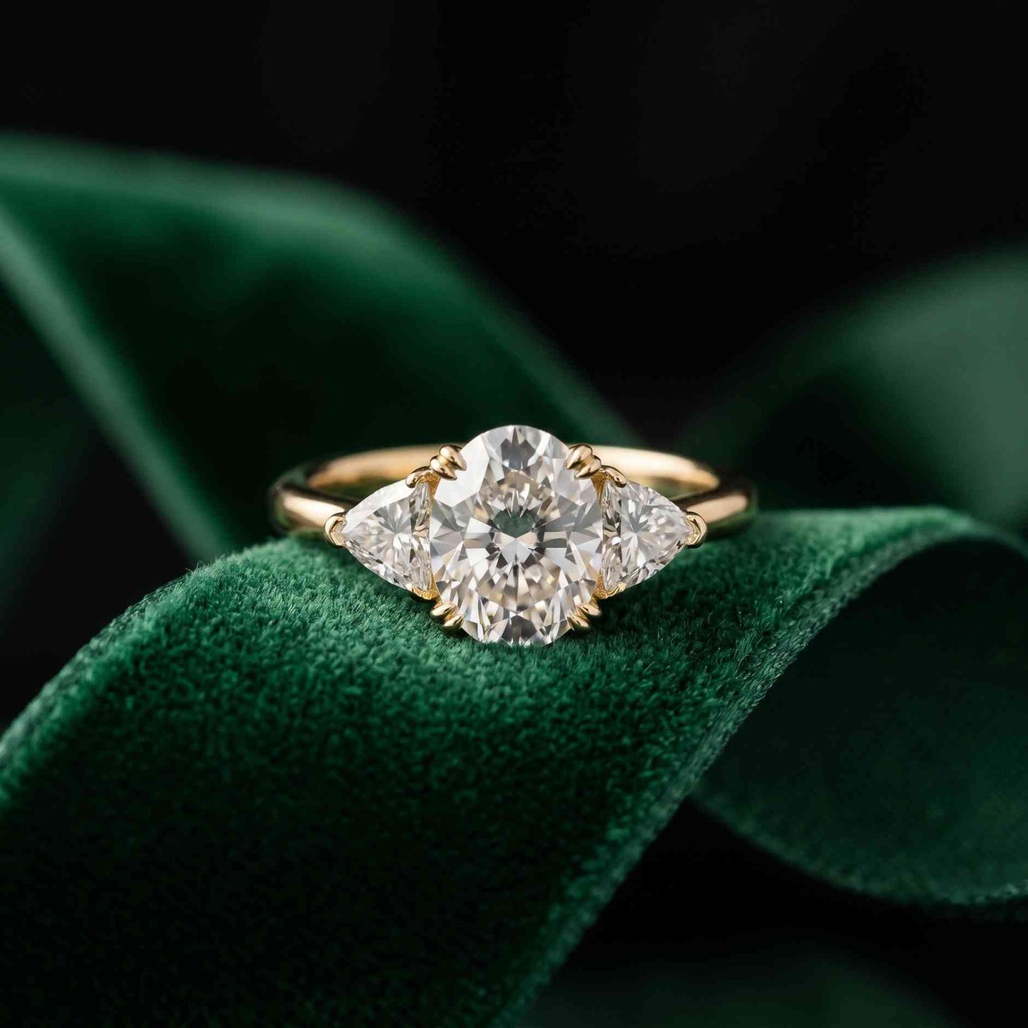 2.3 Ct Oval Cut Moissanite Classic Trio Ring for Women