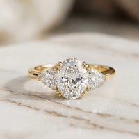 2.3 Ct Oval Cut Moissanite Classic Trio Ring for Women