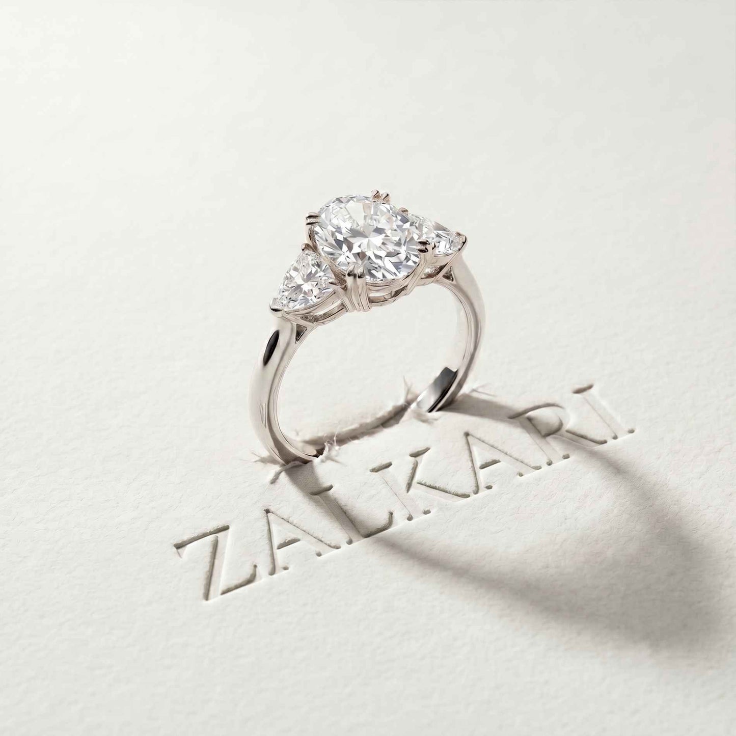 2.3 Ct Oval Cut Moissanite Classic Trio Ring for Women