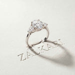 2.3 Ct Oval Cut Moissanite Classic Trio Ring for Women