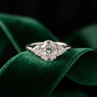 2.3 Ct Oval Cut Moissanite Classic Trio Ring for Women