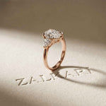 2.3 Ct Pear Cut Moissanite Solitaire Three Stone Ring
