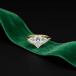 2.3 Ct Pear Cut Moissanite Solitaire Three Stone Ring