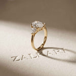 2.3 Ct Pear Cut Moissanite Solitaire Three Stone Ring