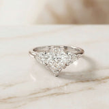 2.6 Ct Pear Cut Moissanite Solitaire Three Stone Ring Gold Vermeil (2.5 Micron)