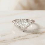 2.3 Ct Pear Cut Moissanite Solitaire Three Stone Ring