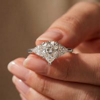 2.3 Ct Pear Cut Moissanite Solitaire Three Stone Ring