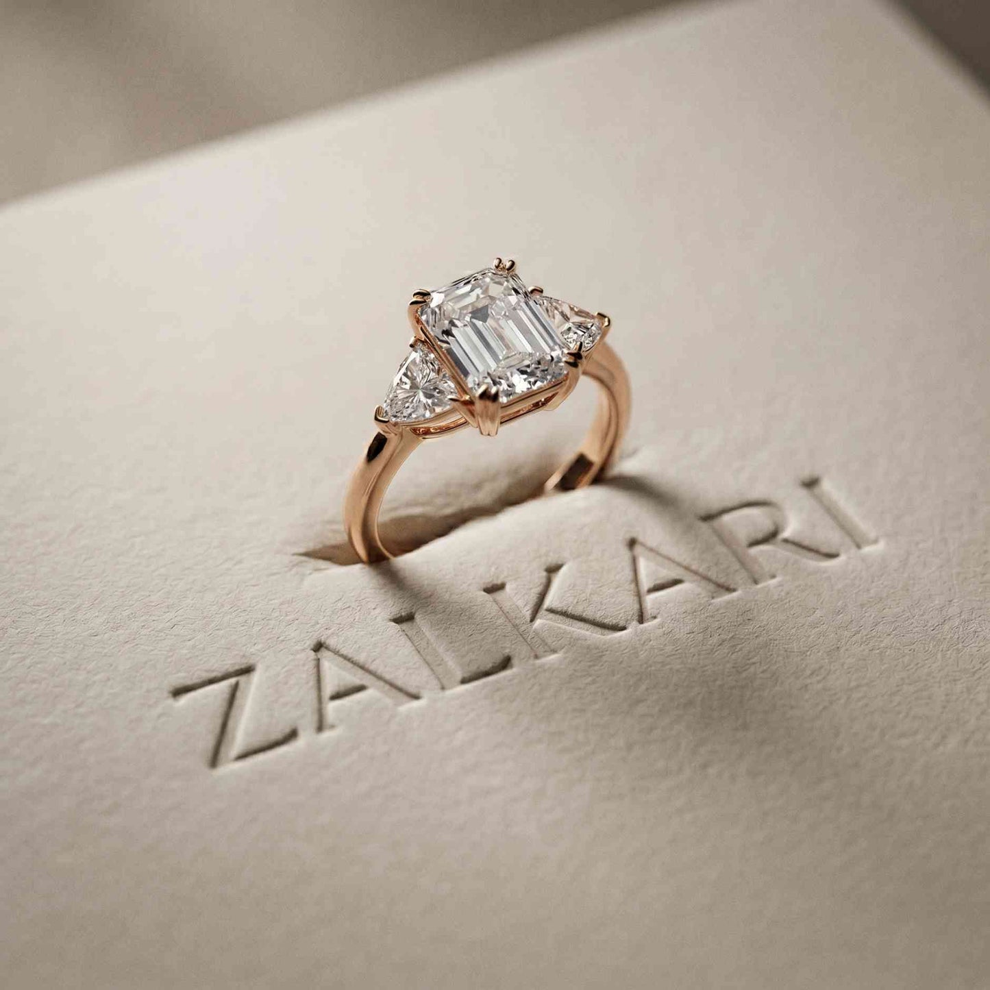 2.3 Ct Radiant & Trillion Moissanite Three Stone Elegance Ring