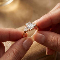 2.3 Ct Radiant & Trillion Moissanite Three Stone Elegance Ring