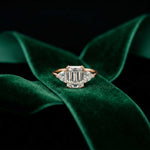 2.3 Ct Radiant & Trillion Moissanite Three Stone Elegance Ring