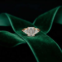 2.3 Ct Radiant & Trillion Moissanite Three Stone Elegance Ring