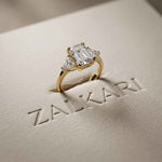 2.3 Ct Radiant & Trillion Moissanite Three Stone Elegance Ring