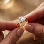 2.3 Ct Radiant & Trillion Moissanite Three Stone Elegance Ring