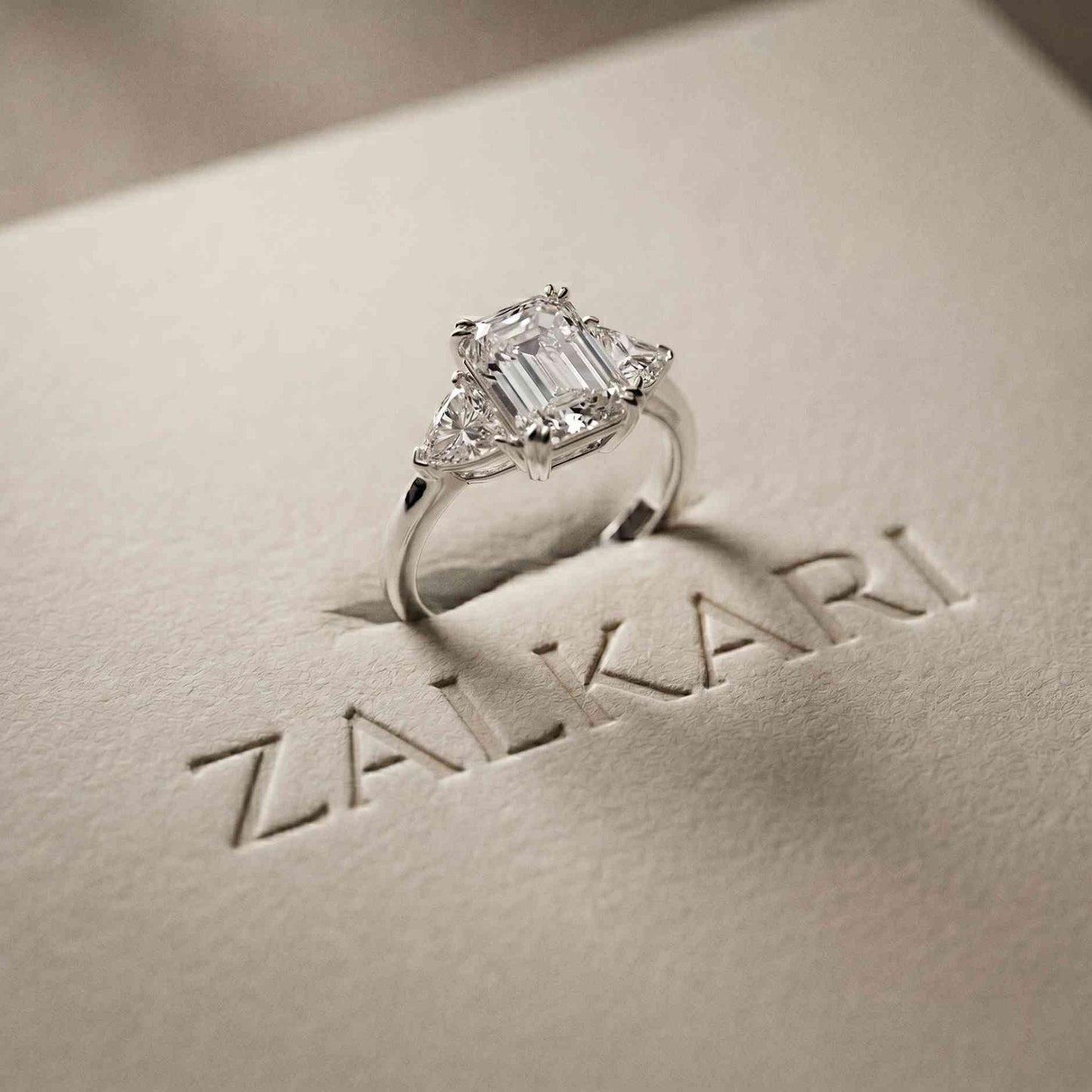 2.3 Ct Radiant & Trillion Moissanite Three Stone Elegance Ring