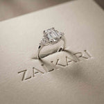 2.3 Ct Radiant & Trillion Moissanite Three Stone Elegance Ring