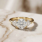 2.3 Ct Round & Trillion Moissanite Three Stone Elegance Ring