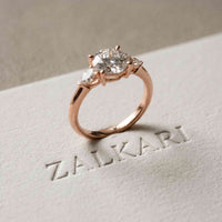 2.25 Ct Round & Pear Moissanite Accent Stone Ring