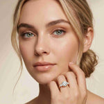 2.25 Ct Round & Pear Moissanite Accent Stone Ring