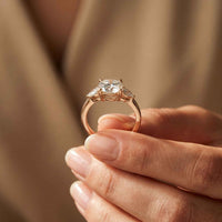 2.25 Ct Round & Pear Moissanite Accent Stone Ring