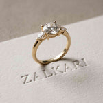 2.25 Ct Round & Pear Moissanite Accent Stone Ring