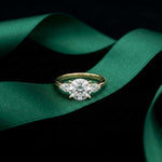 2.25 Ct Round & Pear Moissanite Accent Stone Ring