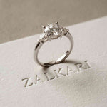 2.25 Ct Round & Pear Moissanite Accent Stone Ring