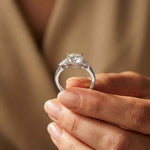 2.25 Ct Round & Pear Moissanite Accent Stone Ring