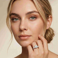 2.25 Ct Round & Pear Moissanite Accent Stone Ring