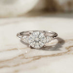 2.25 Ct Round & Pear Moissanite Accent Stone Ring