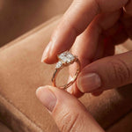 2.25 Ct Asscher & Pear Moissanite Trio Ring