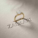 2.25 Ct Asscher & Pear Moissanite Trio Ring