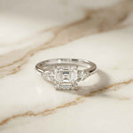 2.25 Ct Asscher & Pear Moissanite Trio Ring