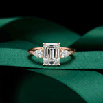 2.25 Ct Emerald & Pear Moissanite Trio Solitaire Ring