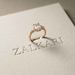 2.25 Ct Emerald & Pear Moissanite Trio Solitaire Ring