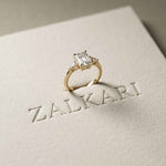 2.25 Ct Emerald & Pear Moissanite Trio Solitaire Ring