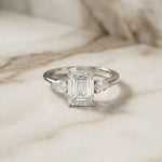 2.25 Ct Emerald & Pear Moissanite Trio Solitaire Ring