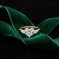 2.25 Ct Heart & Pear Moissanite Promise Trilogy Ring