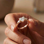 2.25 Ct Heart & Pear Moissanite Promise Trilogy Ring
