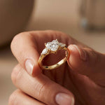2.25 Ct Heart & Pear Moissanite Promise Trilogy Ring