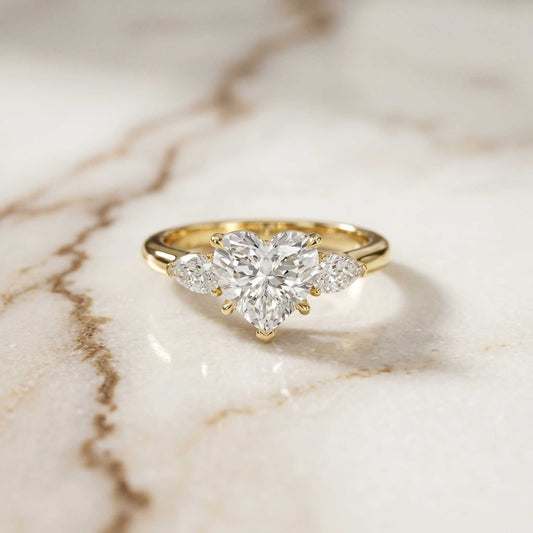 2.25 Ct Heart & Pear Moissanite Promise Trilogy Ring