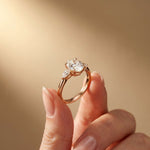 2.25 Ct Oval & Pear Moissanite Accent Stone Ring