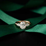2.25 Ct Oval & Pear Moissanite Accent Stone Ring