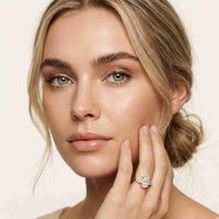 2.25 Ct Oval & Pear Moissanite Accent Stone Ring