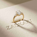 2.25 Ct Oval & Pear Moissanite Accent Stone Ring