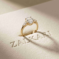 2.25 Ct Oval & Pear Moissanite Accent Stone Ring