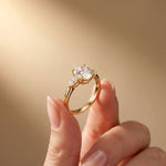 2.25 Ct Oval & Pear Moissanite Accent Stone Ring