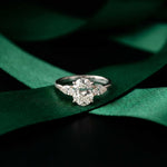 2.25 Ct Oval & Pear Moissanite Accent Stone Ring