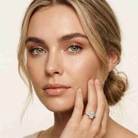 2.25 Ct Oval & Pear Moissanite Accent Stone Ring