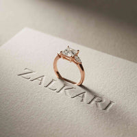 2.25 Ct Princess & Pear Moissanite Side Stone Ring