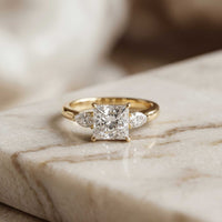 2.25 Ct Princess & Pear Moissanite Side Stone Ring